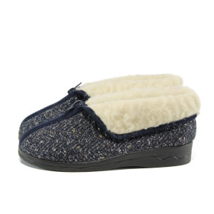 Сини анатомични женски чехли, текстил - всекидневни обувки за целогодишно ползване N 10009442