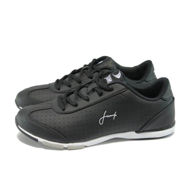 Черни дамски маратонки, здрава еко-кожа - спортни обувки за целогодишно ползване N 10007843