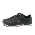 Черни дамски маратонки, здрава еко-кожа - спортни обувки за целогодишно ползване N 10007843