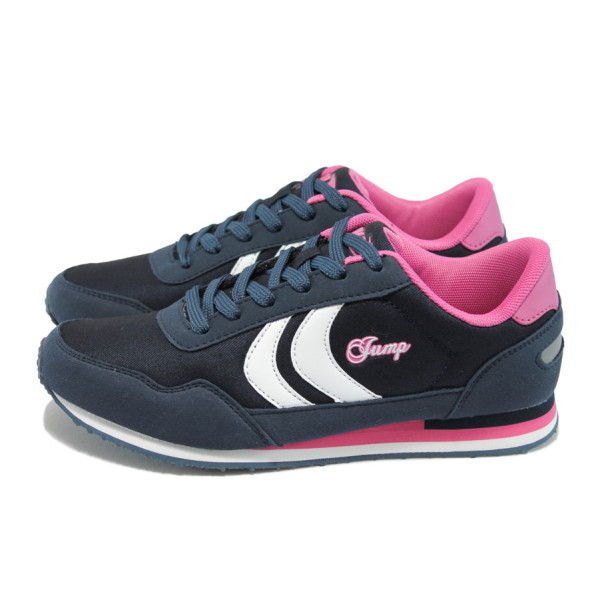 Тъмносини дамски маратонки, здрава еко-кожа - спортни обувки за целогодишно ползване N 10007840