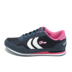 Тъмносини дамски маратонки, здрава еко-кожа - спортни обувки за целогодишно ползване N 10007840