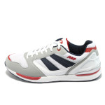Бели мъжки маратонки, текстилна материя - спортни обувки за целогодишно ползване N 10007834