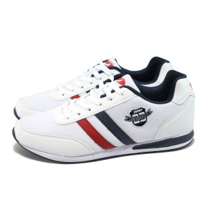 Бели мъжки спортни обувки, текстилна материя - спортни обувки за целогодишно ползване N 10007833