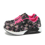 Черни дамски маратонки, текстилна материя - спортни обувки за пролетта и лятото N 10008107
