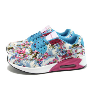 Сини дамски маратонки, текстилна материя - спортни обувки за пролетта и лятото N 10008108