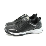 Черни мъжки маратонки, здрава еко-кожа - спортни обувки за пролетта и есента N 10008110