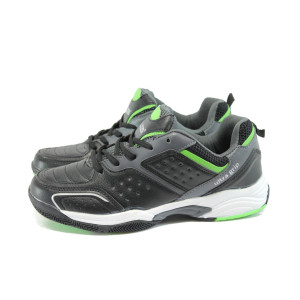 Черни мъжки маратонки, здрава еко-кожа - спортни обувки за пролетта и есента N 10008111