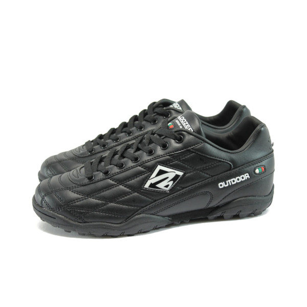 Черни юношески стоножки за футбол, здрава еко-кожа - спортни обувки за целогодишно ползване N 10008482