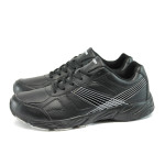 Черни мъжки маратонки, здрава еко-кожа - спортни обувки за пролетта и есента N 10008106