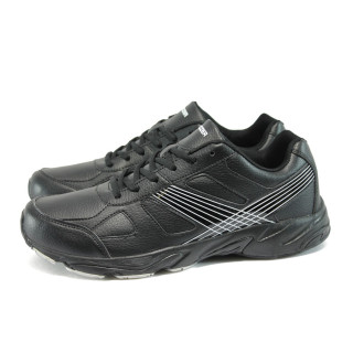 Черни мъжки маратонки, здрава еко-кожа - спортни обувки за пролетта и есента N 10008106