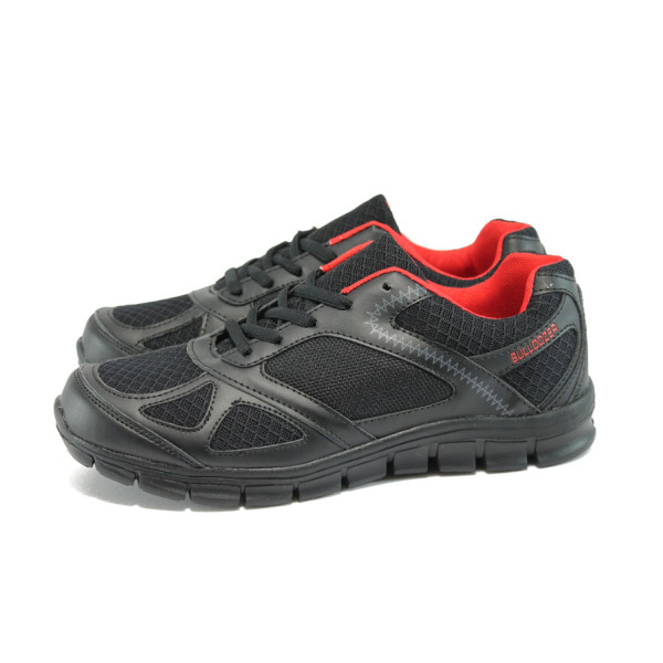 Черни мъжки маратонки, текстилна материя - спортни обувки за пролетта и лятото N 10008114