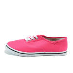 Розови дамски обувки с равна подметка, текстилна материя - спортни кецове за целогодишно ползване N 10008158