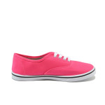 Розови дамски обувки с равна подметка, текстилна материя - спортни кецове за целогодишно ползване N 10008158