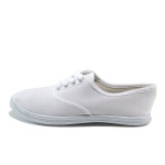 Бели дамски обувки с равна подметка, текстилна материя - спортни кецове за целогодишно ползване N 10008156