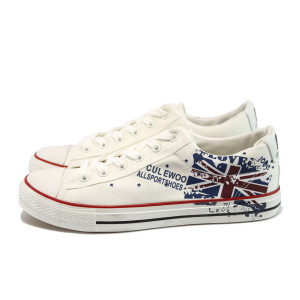 Бели мъжки спортни обувки, текстилна материя - спортни кецове за целогодишно ползване N 10008151