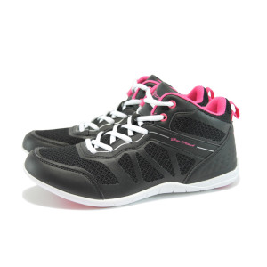 Черни дамски маратонки, здрава еко-кожа - спортни обувки за пролетта и лятото N 10008349