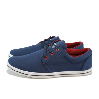 Сини мъжки спортни обувки, текстилна материя - спортни обувки за пролетта и лятото N 10008381