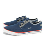Сини мъжки спортни обувки, текстилна материя - всекидневни обувки за пролетта и лятото N 10008366
