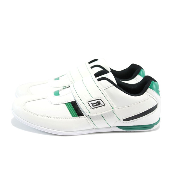 Бели мъжки спортни обувки, здрава еко-кожа - спортни обувки за пролетта и есента N 10008383