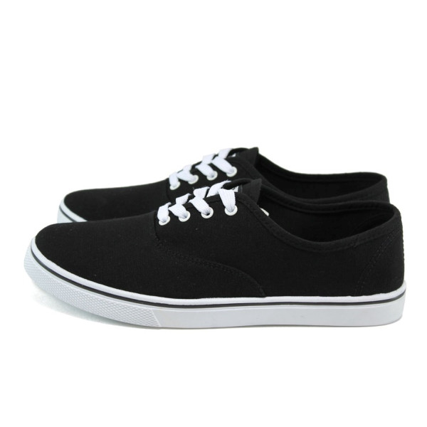 Черни мъжки спортни обувки, текстилна материя - спортни обувки за пролетта и лятото N 10008562