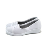 Бели дамски обувки с платформа, текстилна материя - всекидневни обувки за пролетта и лятото N 10008569
