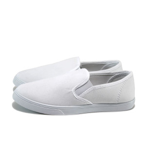 Бели тинейджърски маратонки, текстилна материя - всекидневни обувки за целогодишно ползване N 10008571