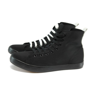 Черни дамски кецове, текстил - всекидневни обувки за пролетта и лятото N 10008884