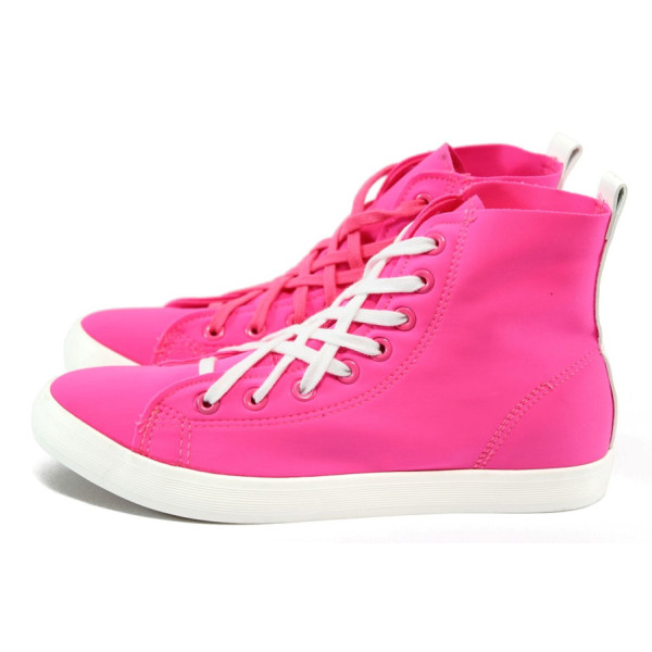 Розови дамски кецове, текстил - всекидневни обувки за пролетта и лятото N 10008887