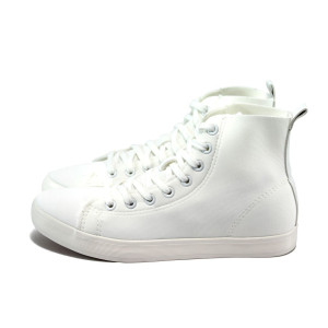 Бели дамски кецове, текстил - всекидневни обувки за пролетта и лятото N 10008888