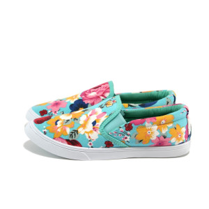 Зелени дамски кецове, текстилна материя - спортни обувки за пролетта и лятото N 10008976