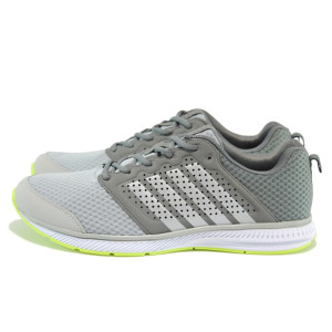 Сиви мъжки маратонки, еко-кожа и текстилна материя - спортни обувки за лятото N 10008968