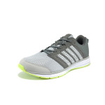 Сиви мъжки маратонки, еко-кожа и текстилна материя - спортни обувки за лятото N 10008968