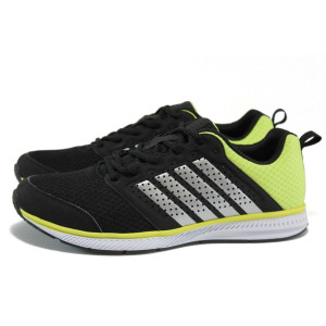 Черни мъжки маратонки, еко-кожа и текстилна материя - спортни обувки за лятото N 10008969