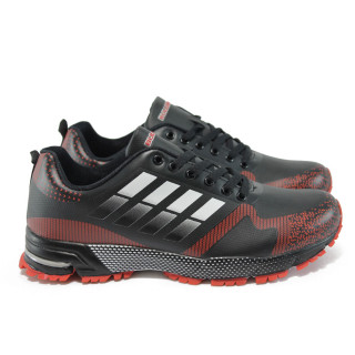 Черни мъжки маратонки, здрава еко-кожа - спортни обувки за пролетта и есента N 10009213