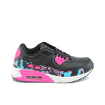 Черни дамски маратонки, здрава еко-кожа - спортни обувки за пролетта и есента N 10009225
