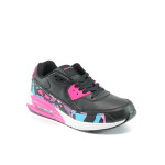 Черни дамски маратонки, здрава еко-кожа - спортни обувки за пролетта и есента N 10009225