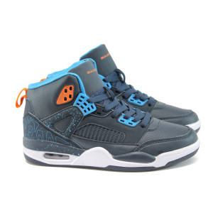 Сини дамски маратонки, здрава еко-кожа - спортни обувки за есента и зимата N 10009234