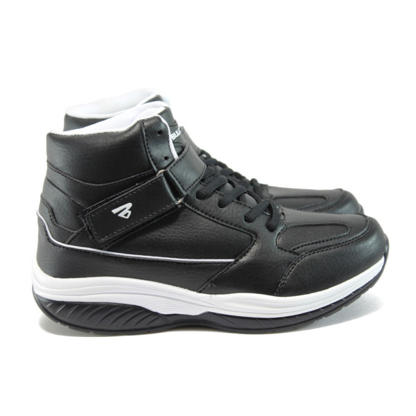 Черни дамски кецове, здрава еко-кожа - спортни обувки за есента и зимата N 10009230