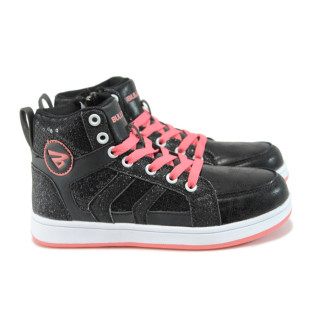 Черни детски кецове, здрава еко-кожа - спортни обувки за есента и зимата N 10009235