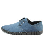 Анатомични сини мъжки обувки, естествен набук - всекидневни обувки за пролетта и лятото N 10007907