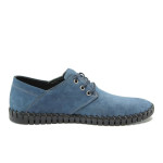 Анатомични сини мъжки обувки, естествен набук - всекидневни обувки за пролетта и лятото N 10007907