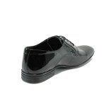 Черни официални мъжки обувки, лачена естествена кожа - официални обувки за целогодишно ползване N 10008179