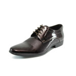 Винени официални мъжки обувки, лачена естествена кожа - официални обувки за целогодишно ползване N 10008180