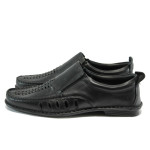 Анатомични черни мъжки обувки, естествена кожа - всекидневни обувки за пролетта и лятото N 10008352
