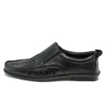 Анатомични черни мъжки обувки, естествена кожа - всекидневни обувки за пролетта и лятото N 10008352