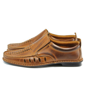 Анатомични кафяви мъжки обувки, естествена кожа - всекидневни обувки за пролетта и лятото N 10008353