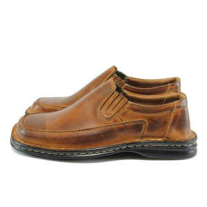 Анатомични кафяви мъжки обувки, естествена кожа - всекидневни обувки за пролетта и лятото N 10008355