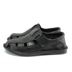 Анатомични черни мъжки сандали, естествена кожа - всекидневни обувки за пролетта и лятото N 10008371