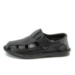 Анатомични черни мъжки сандали, естествена кожа - всекидневни обувки за пролетта и лятото N 10008371