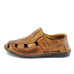 Анатомични кафяви мъжки сандали, естествена кожа - всекидневни обувки за пролетта и лятото N 10008372